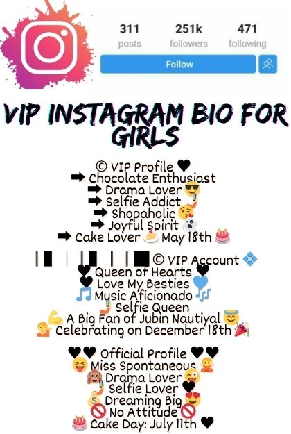 VIP Instagram Bio for Girls